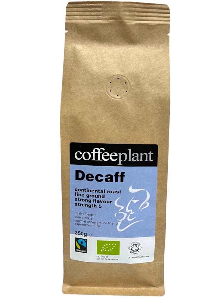 Decaffeinated Organic Fairtrade Continental Blend 250g Ground Valve Pack